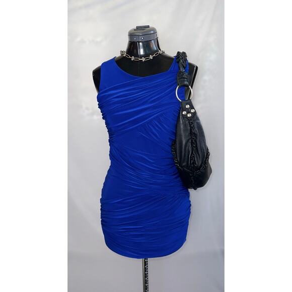 Soprano Cobalt Blue Ruched Above Knee Dress Size S - Picture 1 of 5